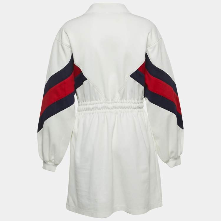 Gucci White Knit Interlocking G Web Detailed Mini Polo Dress M Gucci TLC