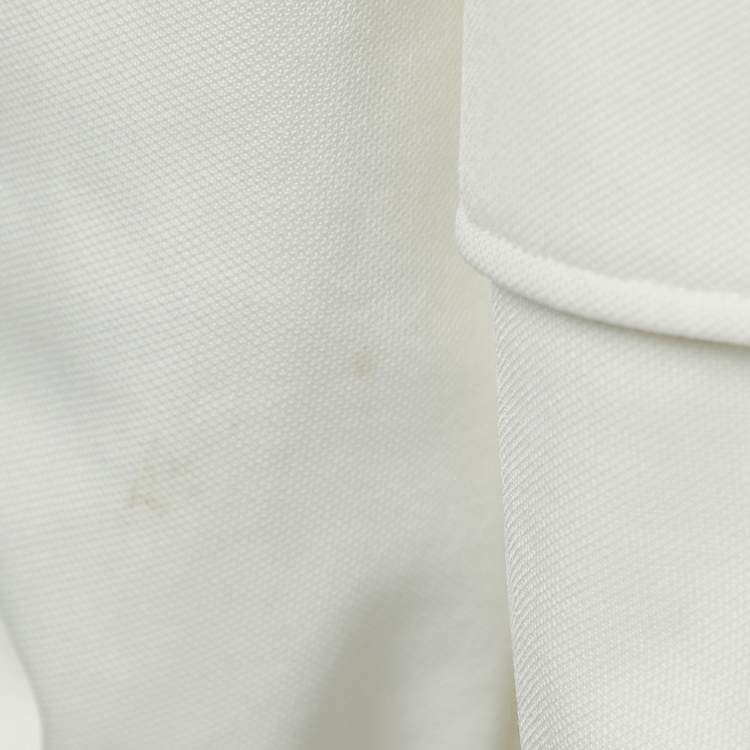 Pre Owned Gucci White Knit Interlocking G Web Detailed Mini Polo Dress M
