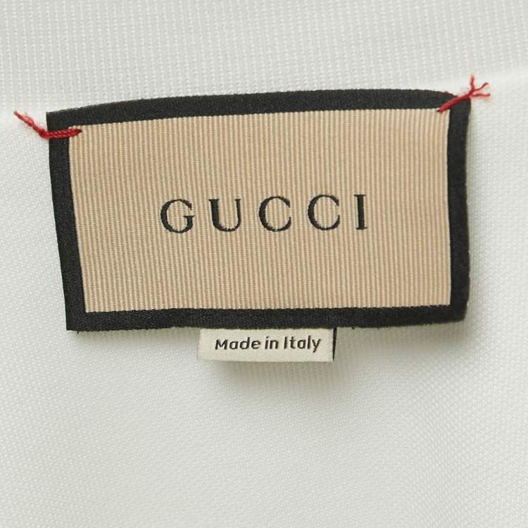 Pre Owned Gucci White Knit Interlocking G Web Detailed Mini Polo Dress M