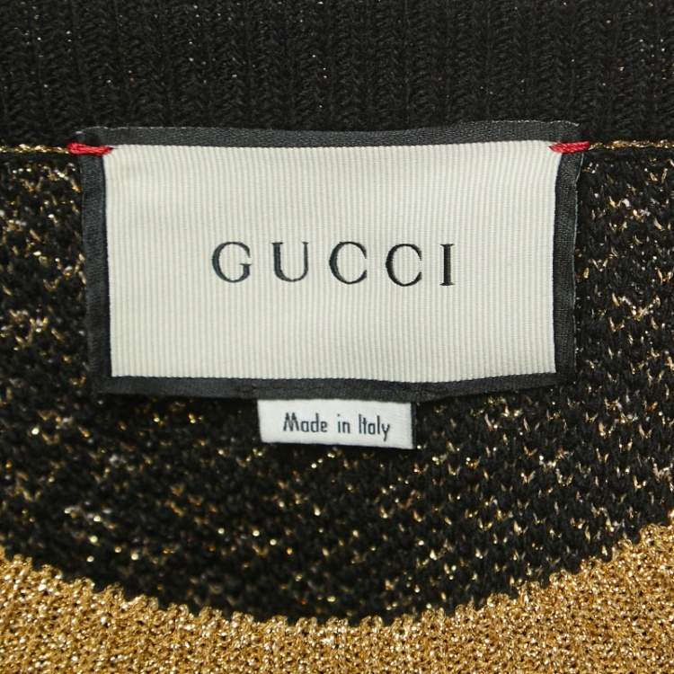 مملوكة مسبقًا Gucci Black Patterned Lurex Knit  Guccy Sega Sweater M