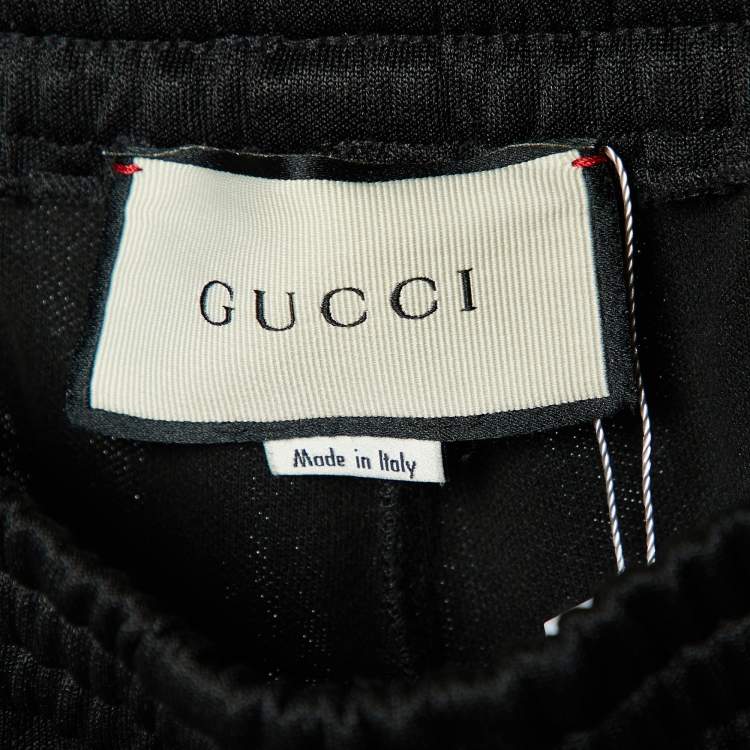 Pre Owned Gucci Black Jersey Side Logo Trim Jogger Pants M