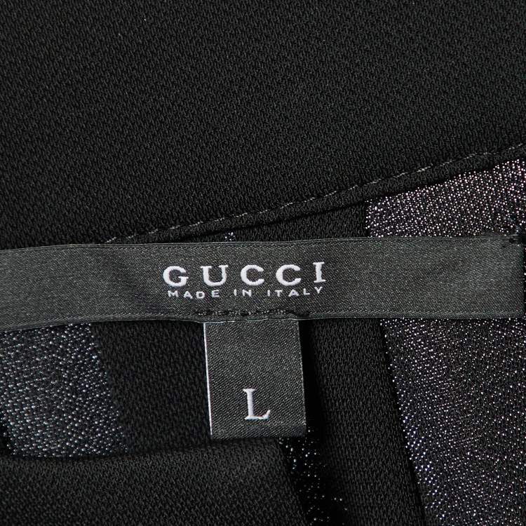 مملوكة مسبقًا Gucci Black Crepe Belt Detailed Blouse L