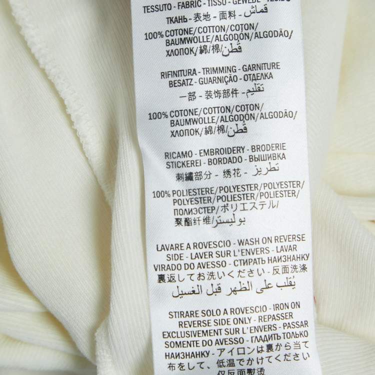 Pre Owned Gucci Cream Logo Tennis Embroidered Cotton Short Sleeve T-Shirt S
