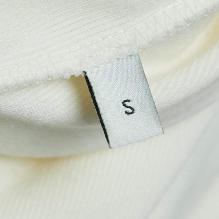 Pre Owned Gucci Cream Logo Tennis Embroidered Cotton Short Sleeve T-Shirt S