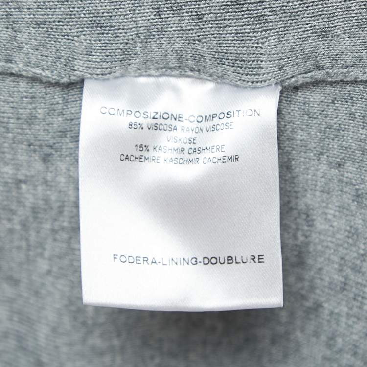 Pre Owned Gucci Grey Knit Zip Front Sleeveless Cardigan L