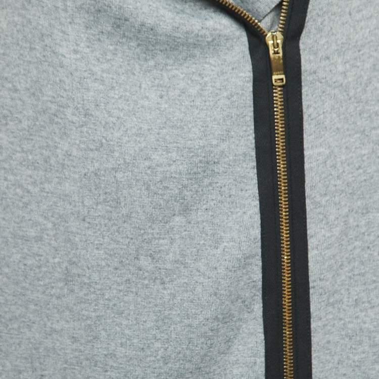 Pre Owned Gucci Grey Knit Zip Front Sleeveless Cardigan L