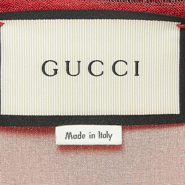 Pre Owned Gucci Red Lurex Knit Lace Trimmed Sleeveless Long Dress S
