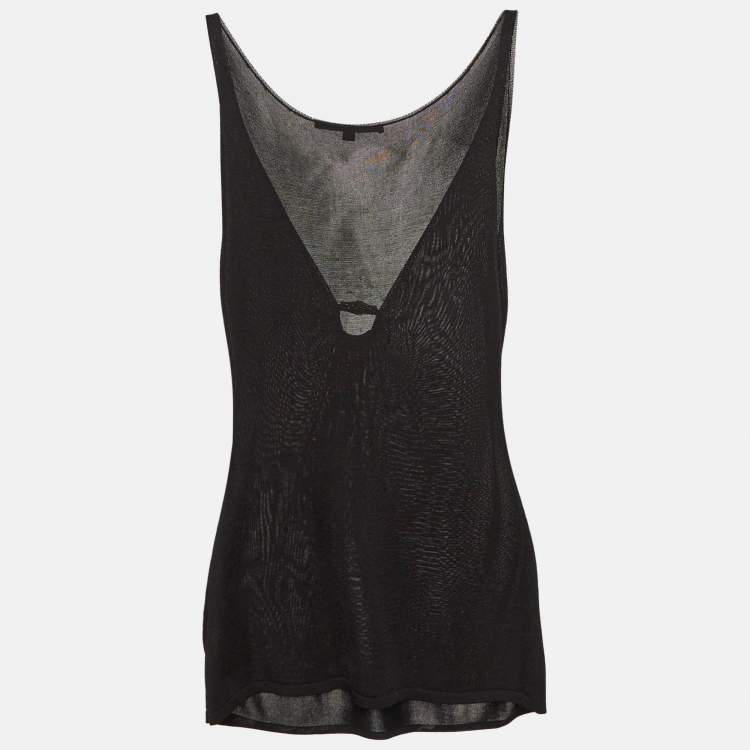 Pre Owned Gucci Black Knit Ring-Front Detail Top XS
