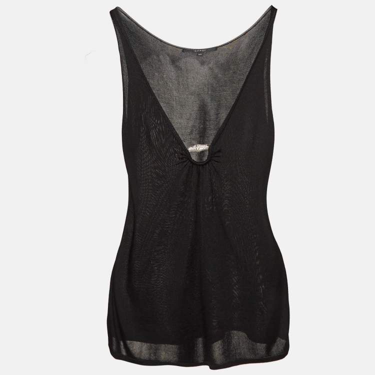 Pre Owned Gucci Black Knit Ring-Front Detail Top XS