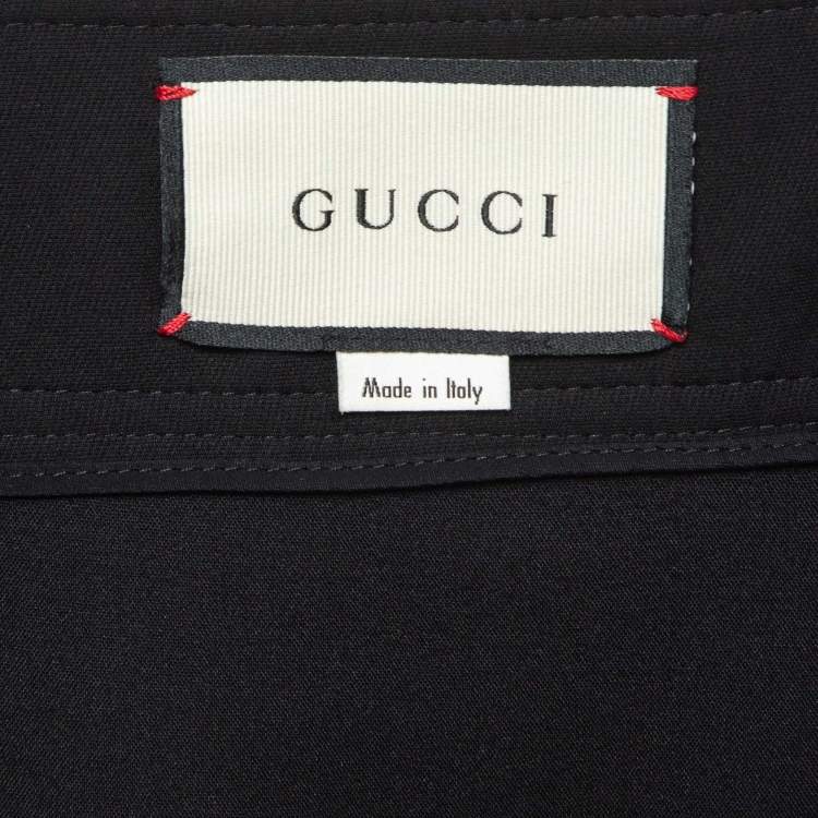 Pre Owned Gucci Black Wool Blend Midi Skirt M