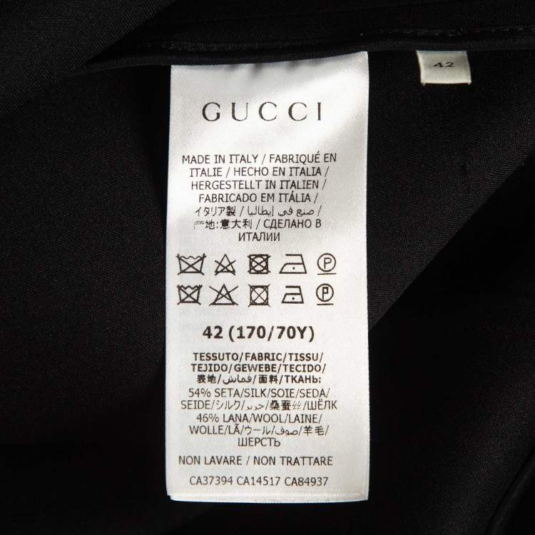 Pre Owned Gucci Black Wool Blend Midi Skirt M