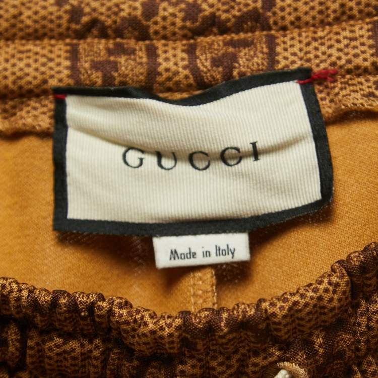 Pre Owned Gucci Brown GG Monogram Printed Jersey Track Pants XS