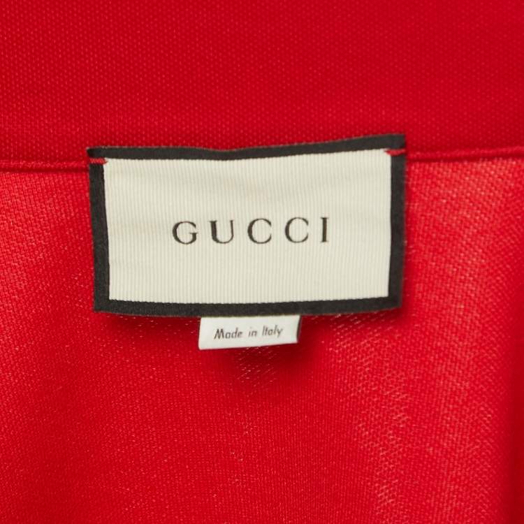 Pre Owned Gucci Red Jersey Logo Embroidered Track Jacket S