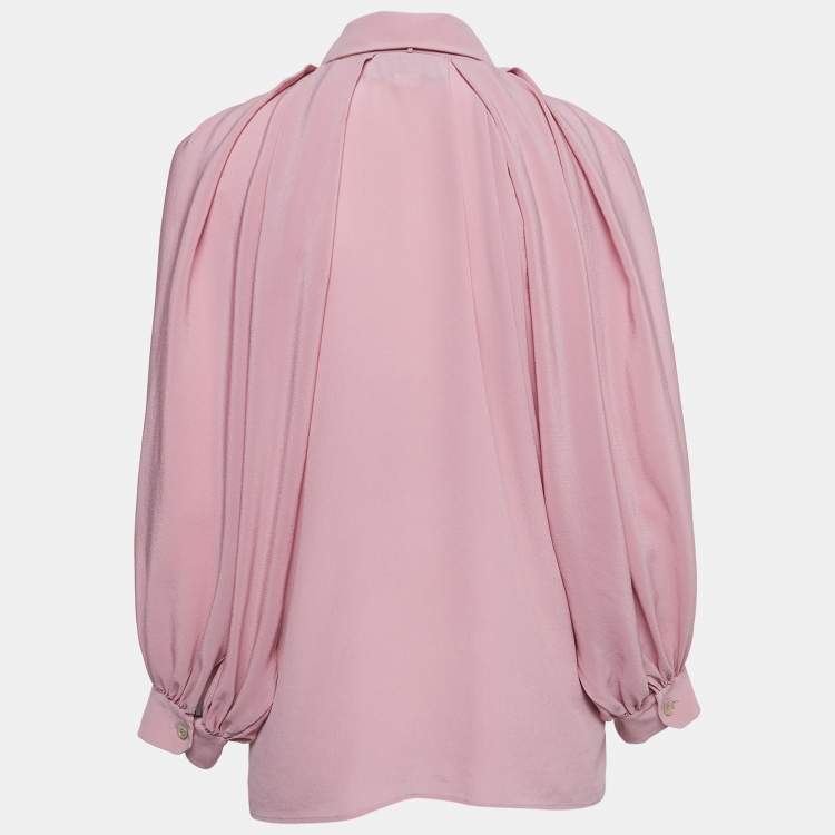 Pre Owned Gucci Pink Silk Button Front Shirt Blouse M