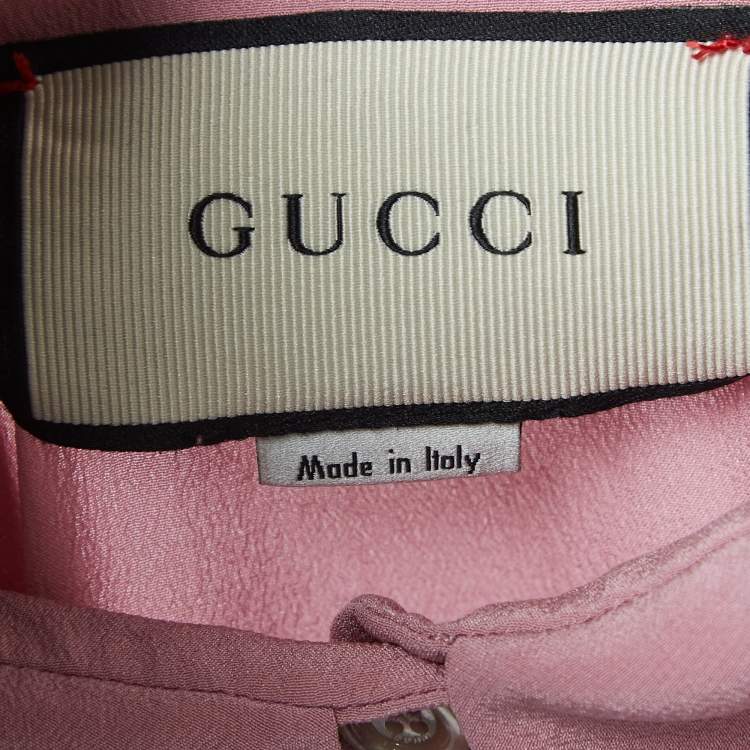 Pre Owned Gucci Pink Silk Button Front Shirt Blouse M