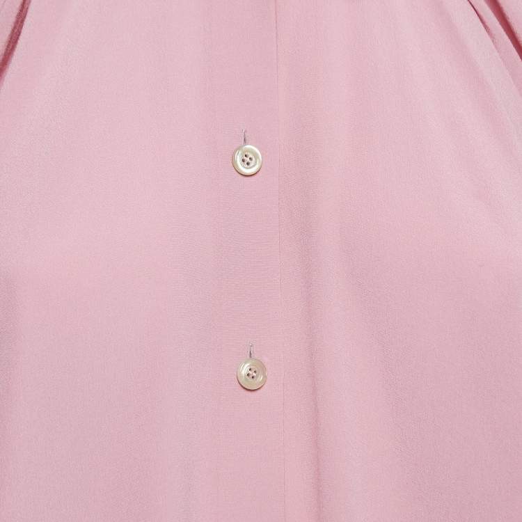 Pre Owned Gucci Pink Silk Button Front Shirt Blouse M
