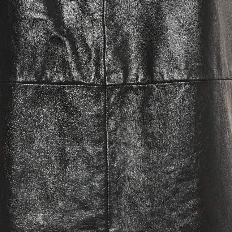 Pre Owned Gucci Black Leather Sleeveless Mini Dress S