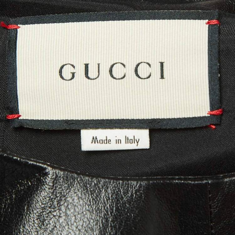 Pre Owned Gucci Black Leather Sleeveless Mini Dress S