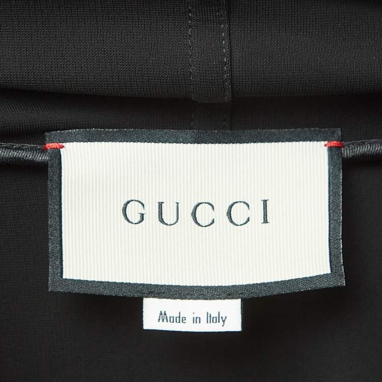 مملوكة مسبقًا Gucci Black Jersey Web Trimmed Hooded Dress S