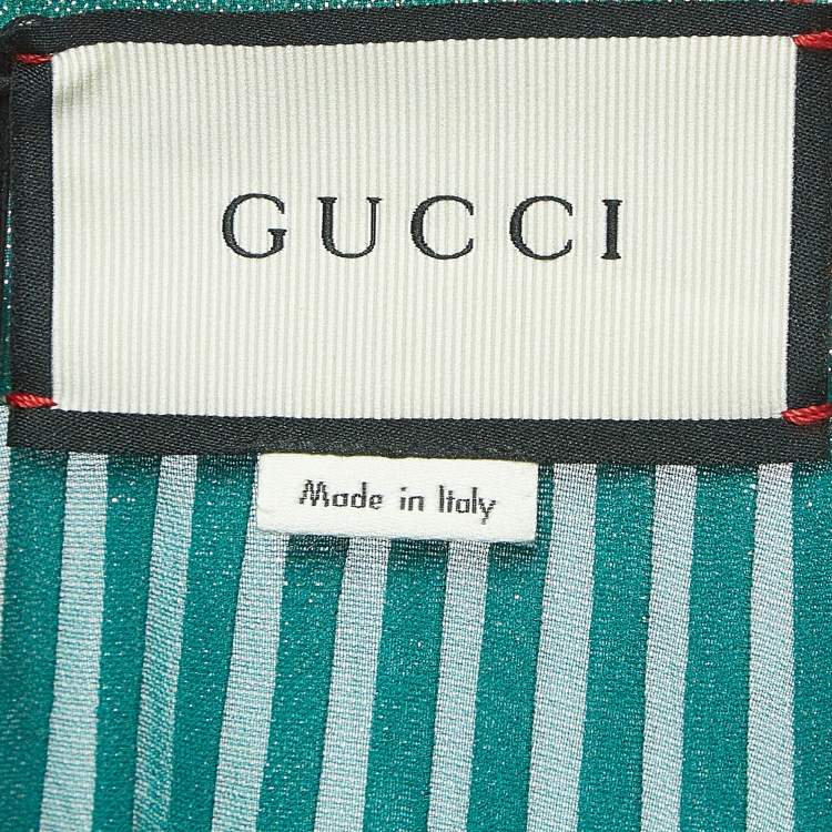 مملوكة مسبقًا Gucci Metallic Green Pleated Silk Blend Midi Skirt S