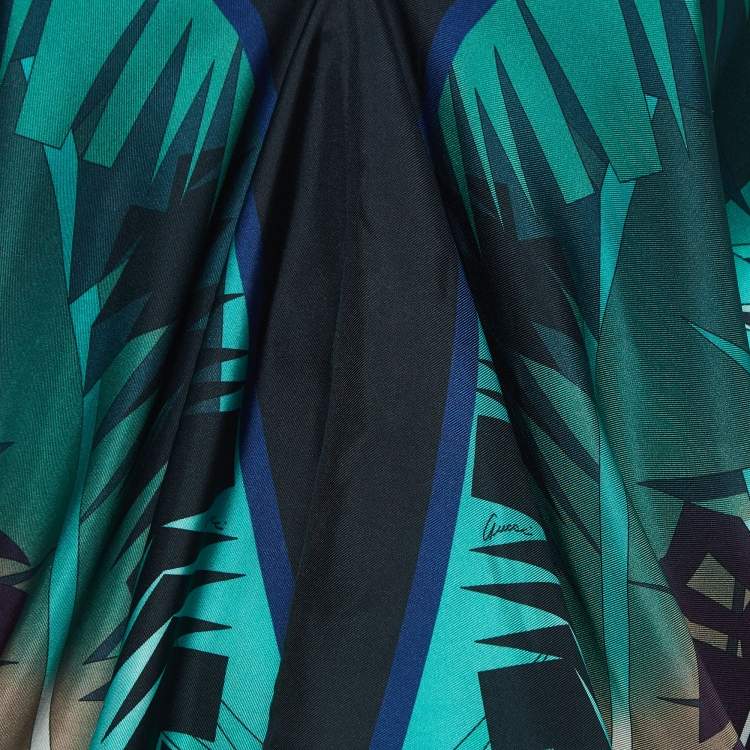 Pre Owned Gucci Multicolor Print Silk V-Neck Poncho Top M