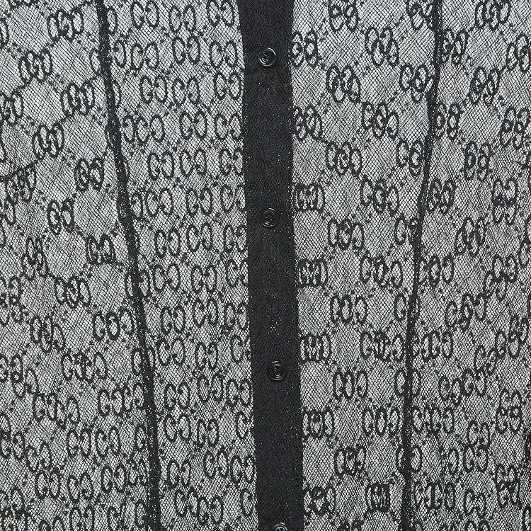 Pre Owned Gucci Black GG Patterned Cotton Belnd Button Front Full Sleeve Shirt S