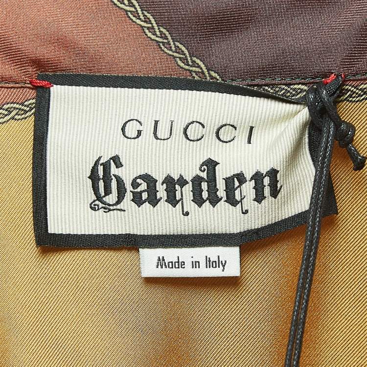 Pre Owned Gucci Multicolor Chain Print Silk Buttoned Midi Shirt Dress S