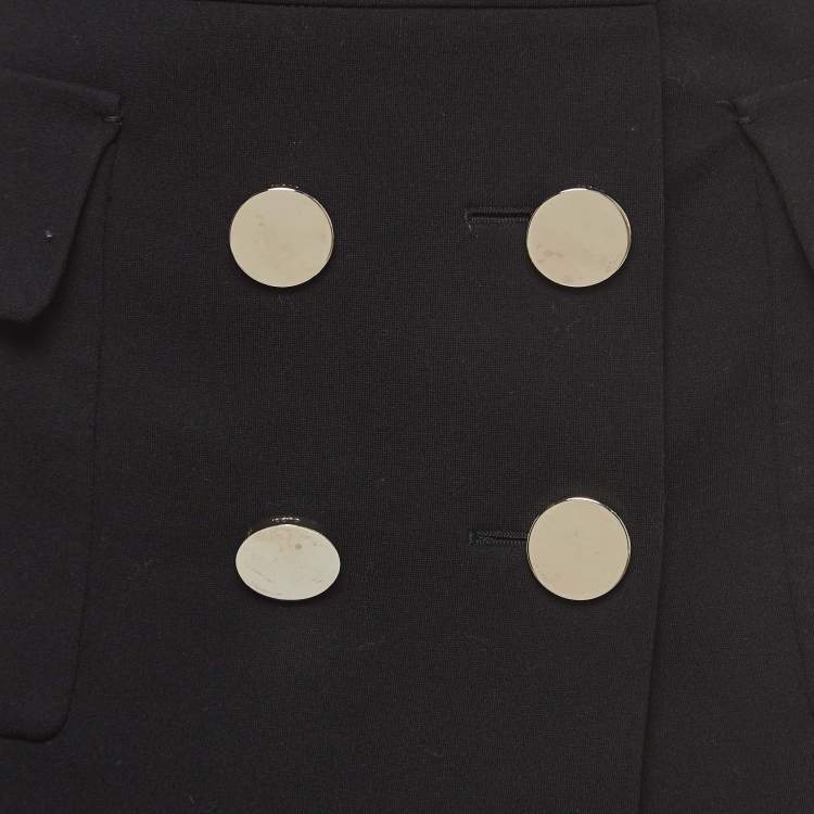 Pre Owned Gucci Black Knit Double Breasted Mini Skirt M