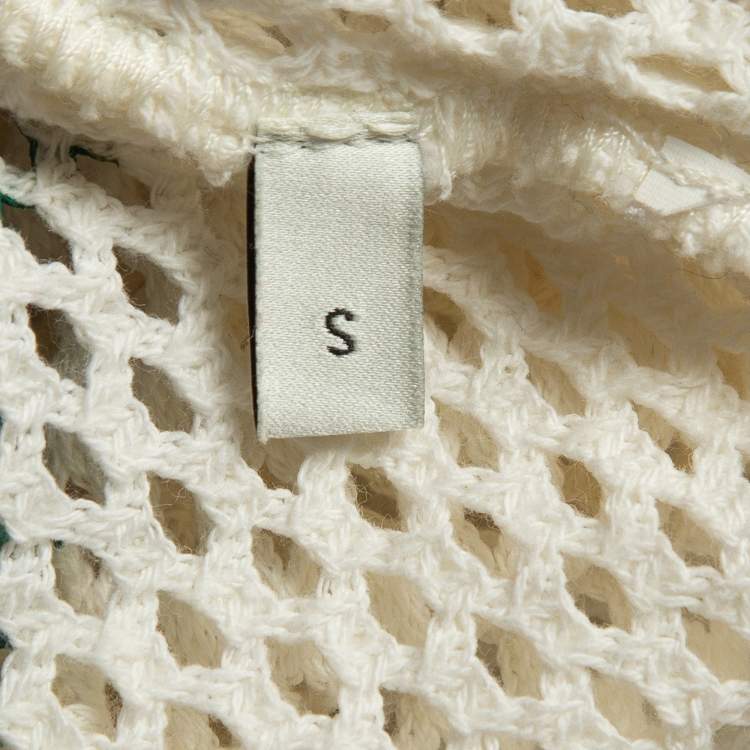Pre Owned Gucci White Logo Patterned Knit Tank Top S