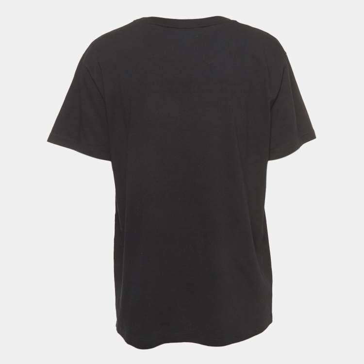 مملوكة مسبقًا Gucci Black Logo Print cotton Half Sleeve Oversized T-Shirt S