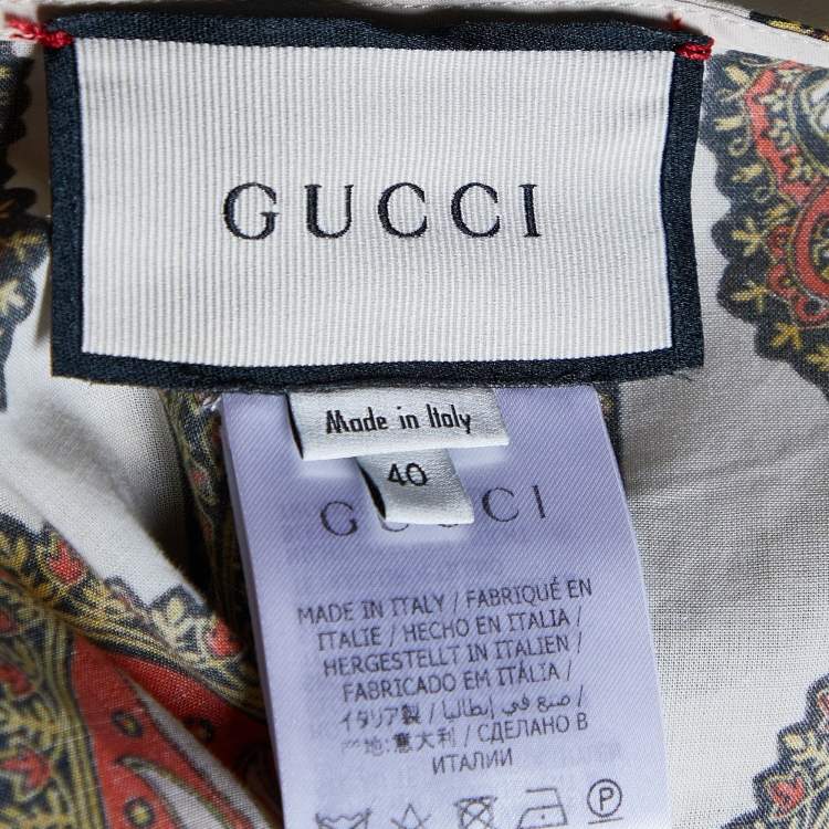 مملوكة مسبقًا Gucci Cream Paisley Printed Cotton Kaftan Dress S