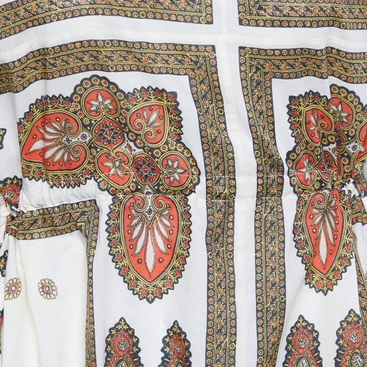 مملوكة مسبقًا Gucci Cream Paisley Printed Cotton Kaftan Dress S