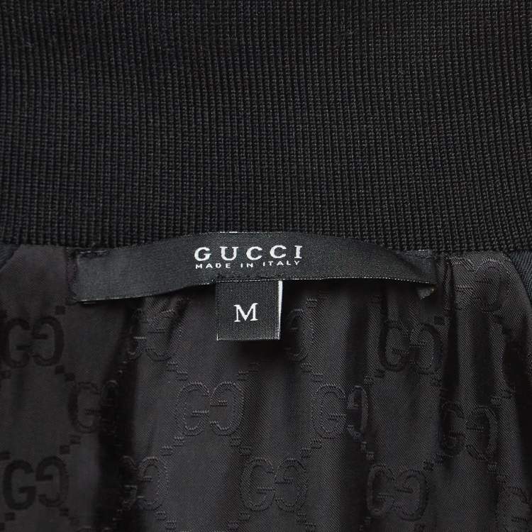 Pre Owned Gucci Black GG Patterned Nylon Zip-Up Jacket M