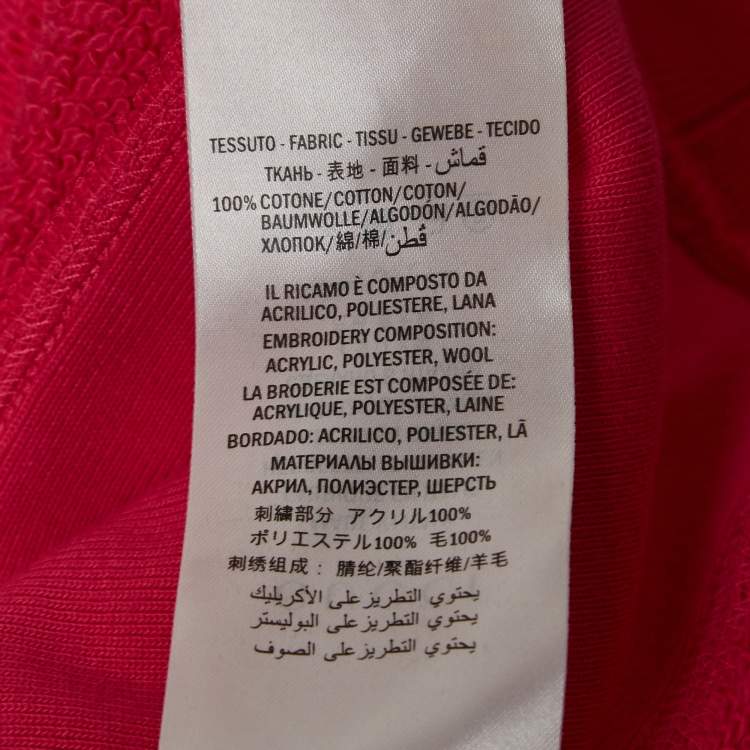 Pre Owned Gucci Pink Cotton Knit Embroidered Teddy Sweatshirt M