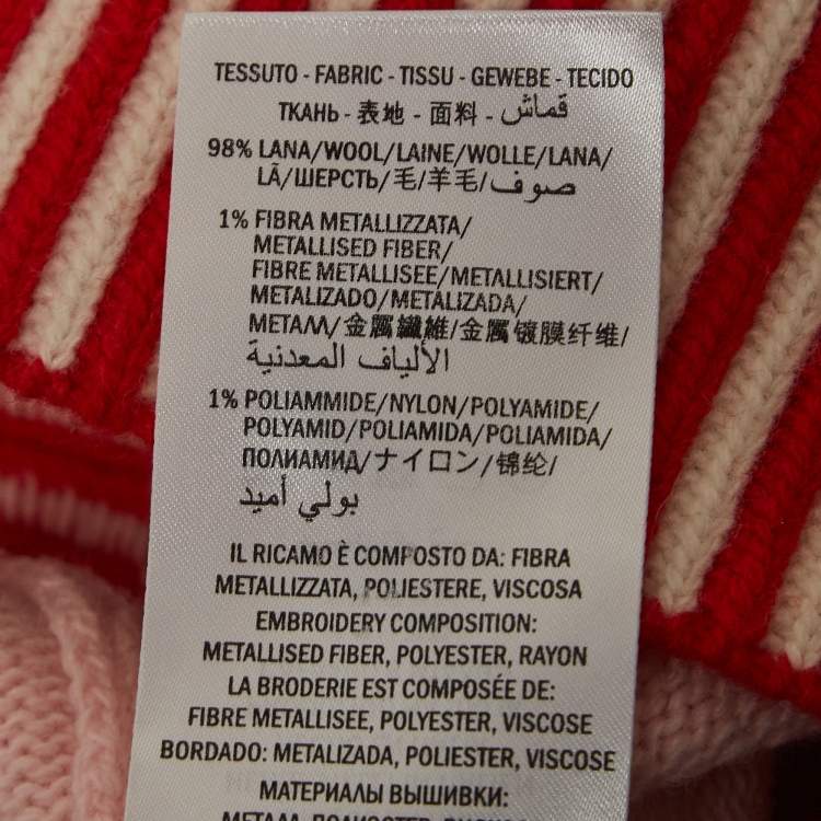 Pre Owned Gucci Pink Wool Tiger Intarsia Embellished Sweater M