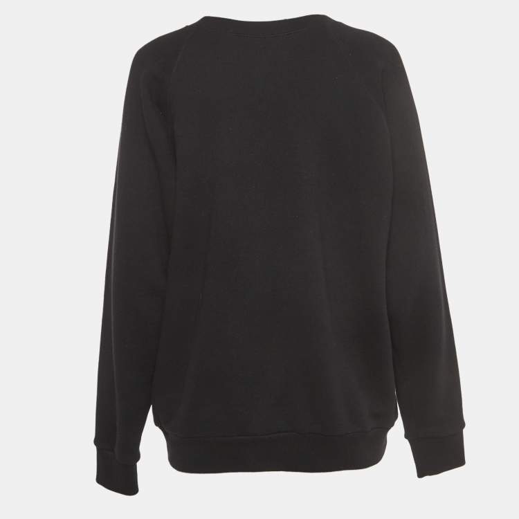 Pre Owned Gucci Black Cotton Knit UFO Embroidered Sweater S