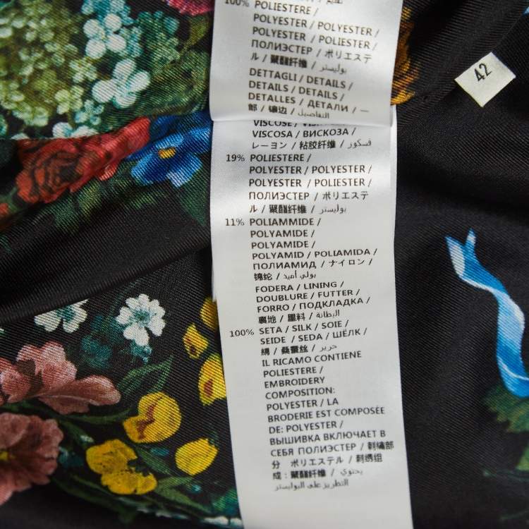 Pre Owned Gucci Navy Blue/Green Floral Sequined Bomber Jacket M