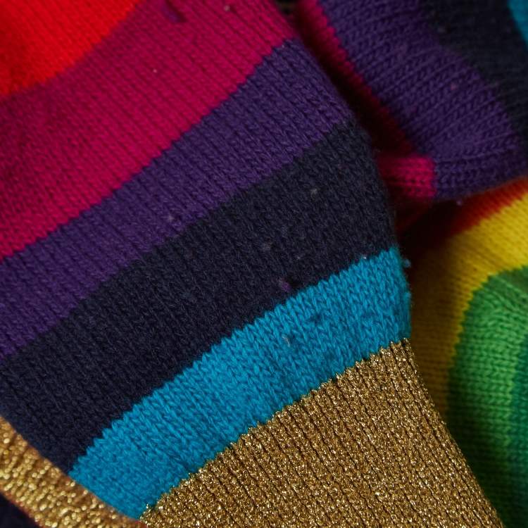 Pre Owned Gucci Multicolor Striped Wool Embroidered Sweater M