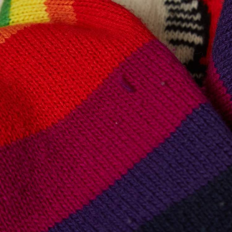 Pre Owned Gucci Multicolor Striped Wool Embroidered Sweater M