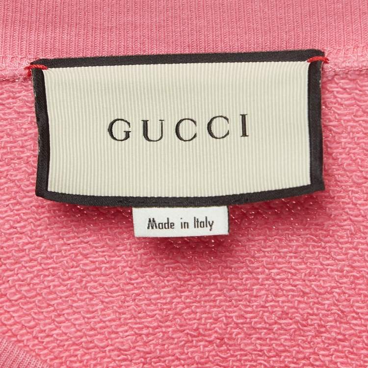Pre Owned Gucci Pink Cotton Knit Mystic Cat Sweater M
