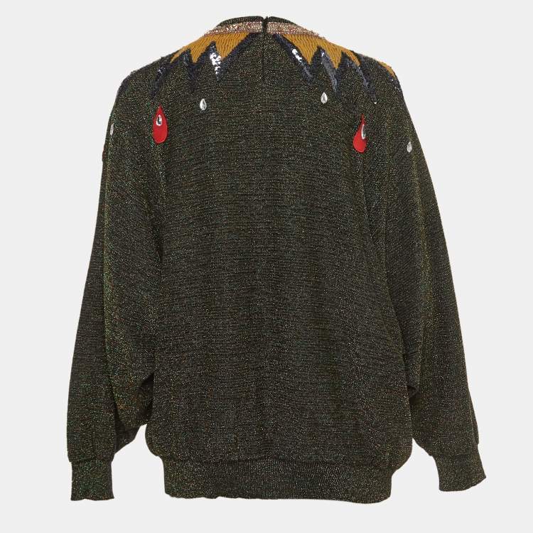Pre Owned Gucci Multicolor Lurex Knit Embellished Sweater XL