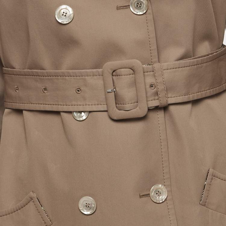 Pre Owned Gucci Beige Gabardine Butterfly Embroidered Trench Coat M