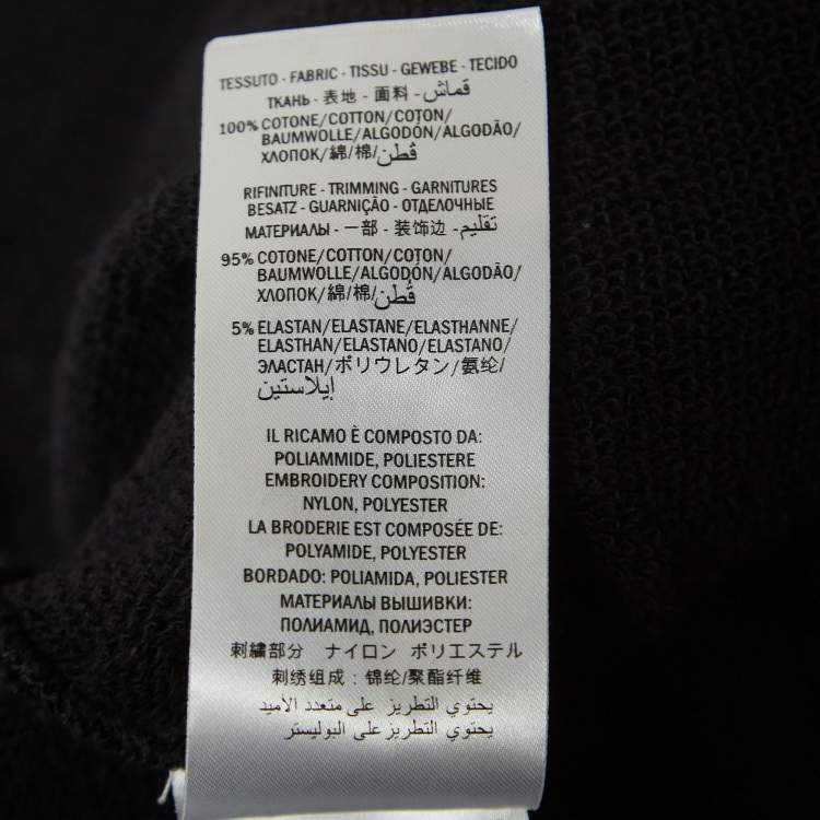 Pre Owned Gucci Black Cotton Knit Embroidered Hooded Sweatshirt M