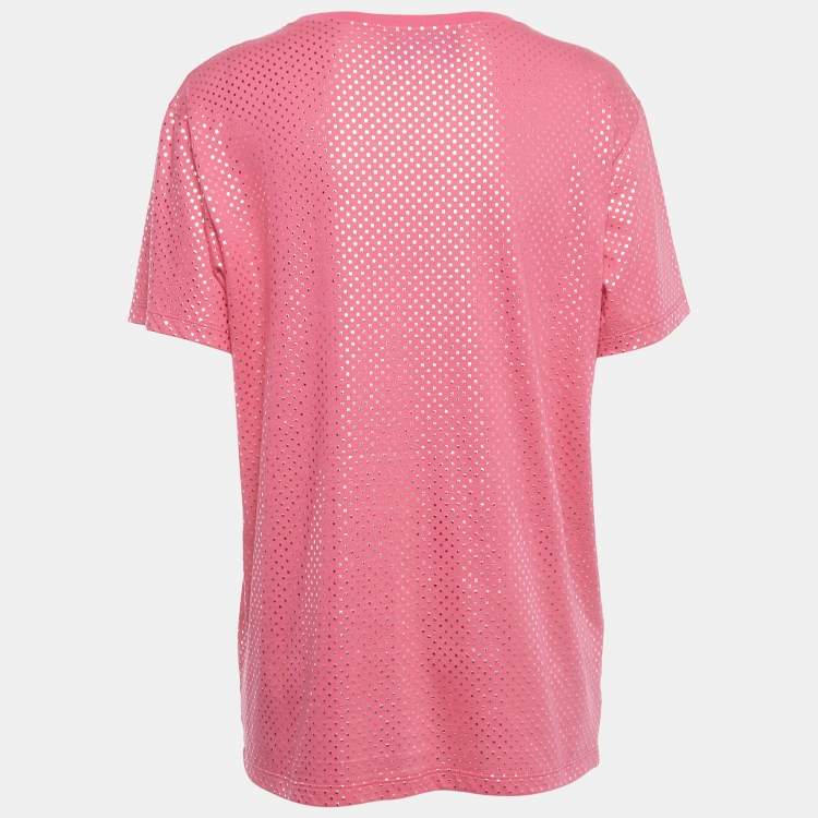 Pre Owned Gucci Pink Logo Printed Cotton Oversized T-Shirt S