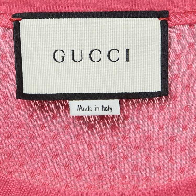 Pre Owned Gucci Pink Logo Printed Cotton Oversized T-Shirt S