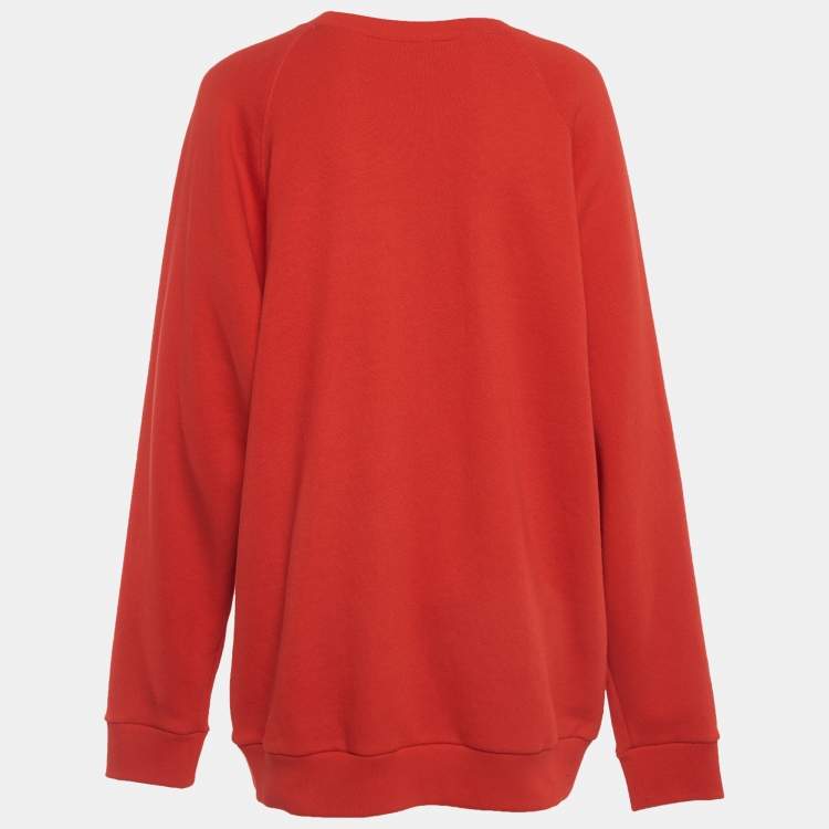 Pre Owned Gucci Red Sequined UFO Logo Print Sweatshirt L