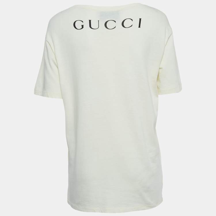 Pre Owned Gucci Cream Movie Print Cotton T-Shirt XS