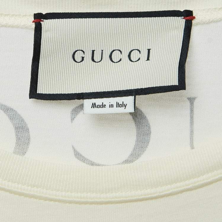 Pre Owned Gucci Cream Movie Print Cotton T-Shirt XS