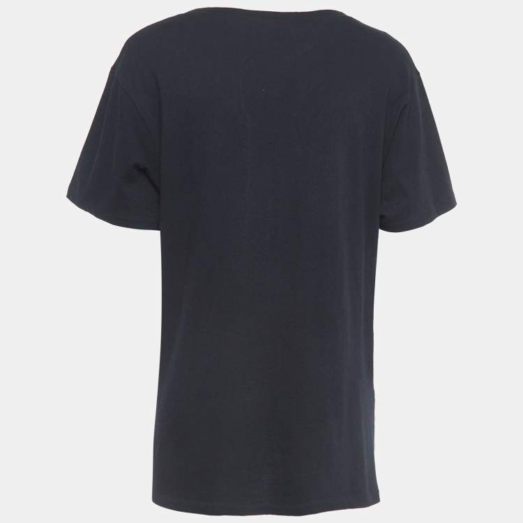 مملوكة مسبقًا Gucci Black Sequined Embroidered Cotton T-Shirt S