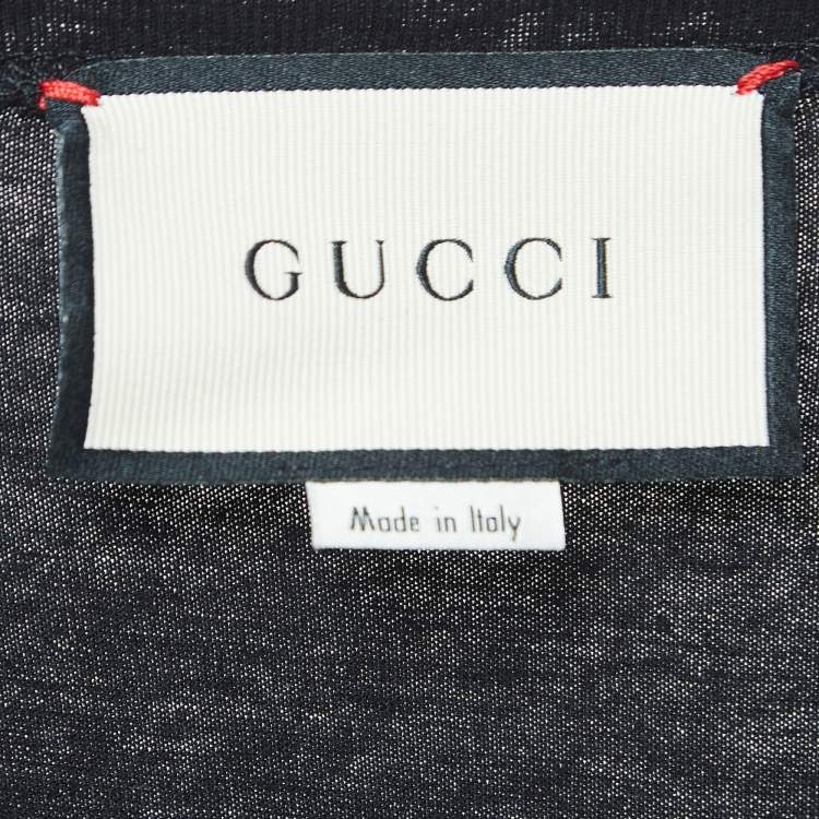 مملوكة مسبقًا Gucci Black Sequined Embroidered Cotton T-Shirt S